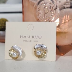 Silver and Gold Pearl Earrings